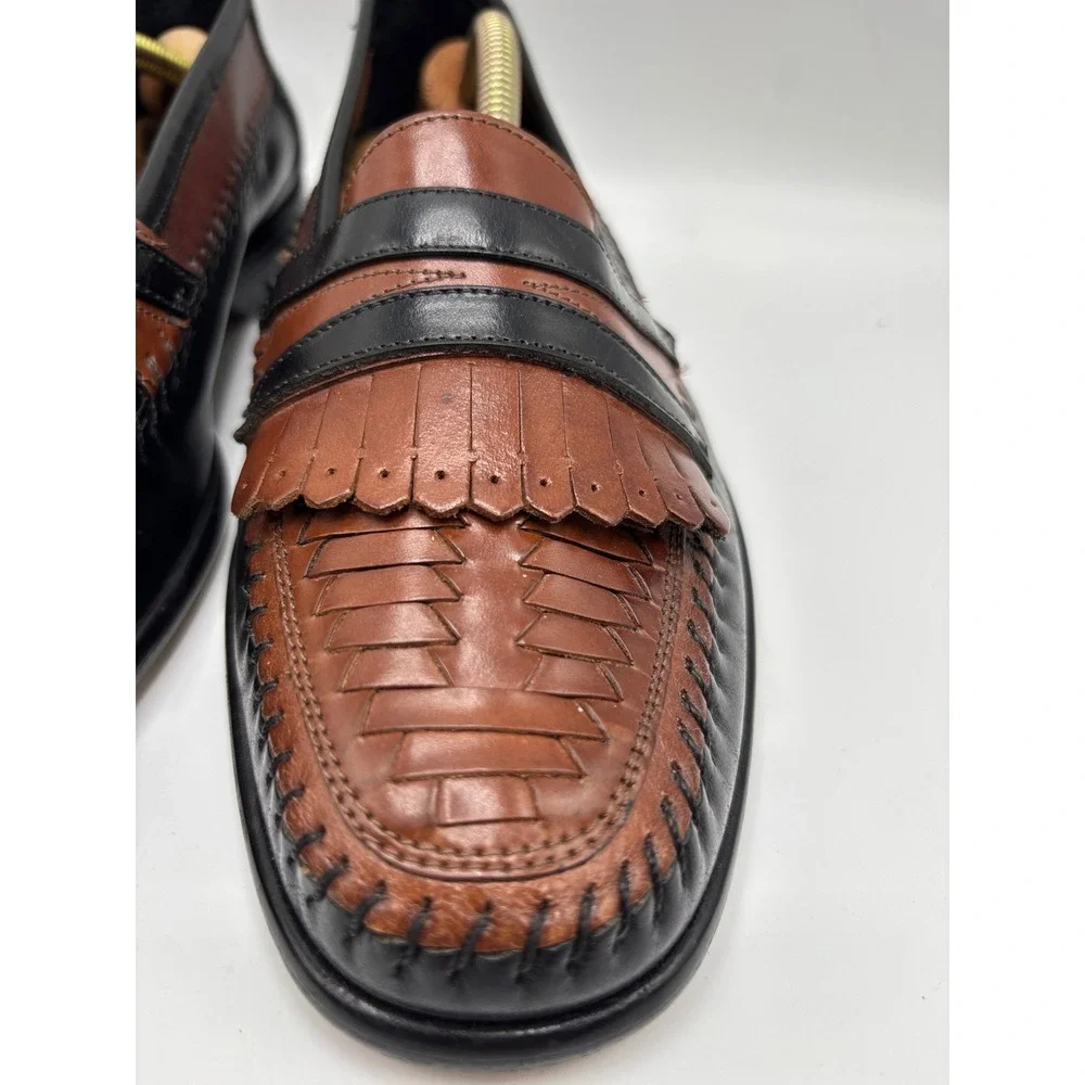Giorgio Brutini Le Glove Geneva Men's 9D Brown Leather Woven Kiltie Loafers